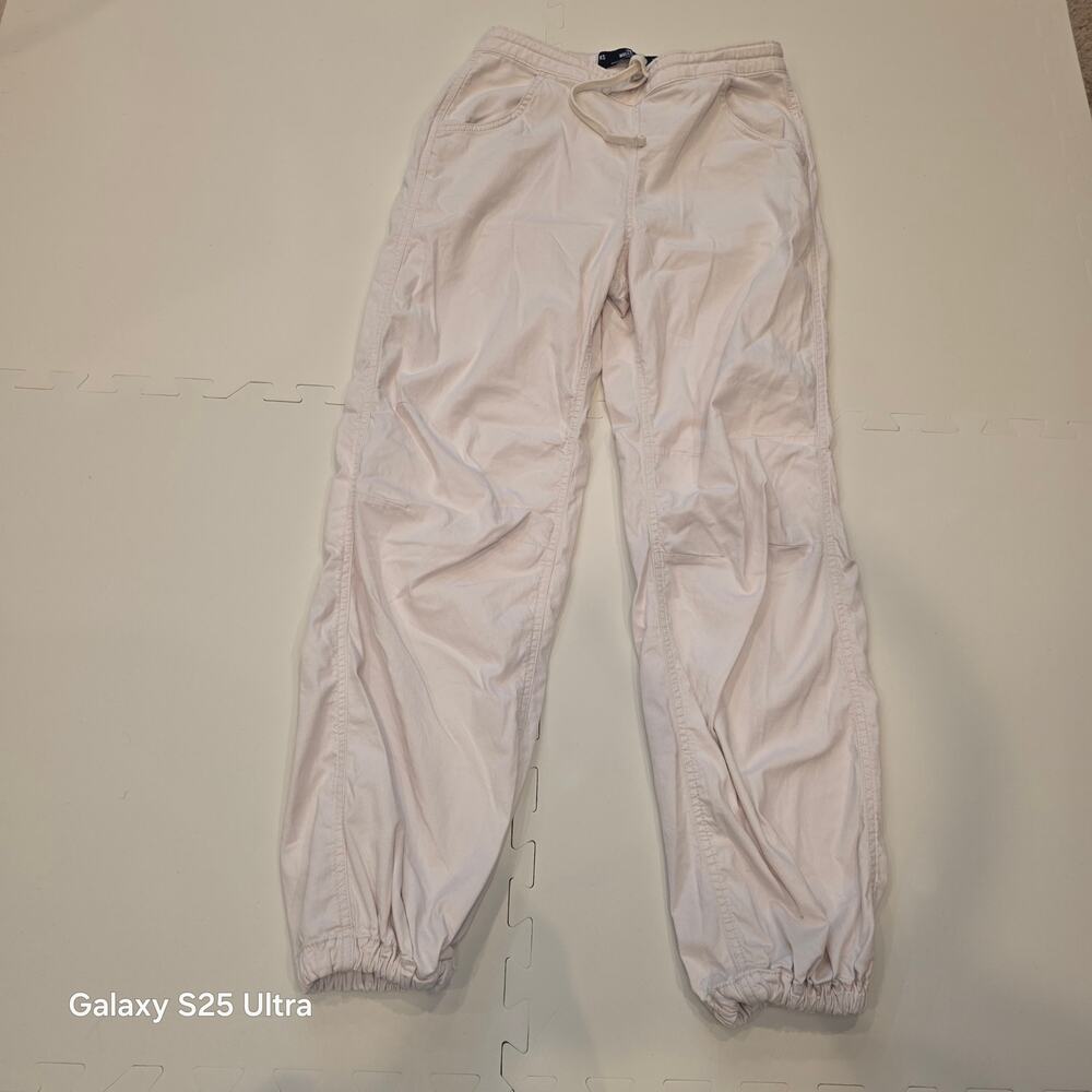 EUC Hollister off‎ white, adjustable rise parachute jogger pants sz XS